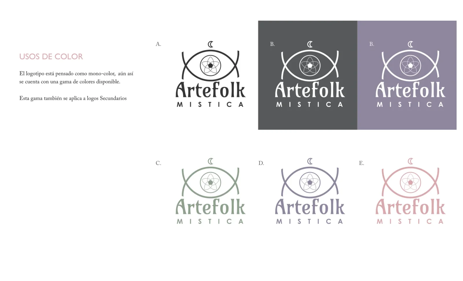 Brandbook page: the single-colour logo in the approved colours