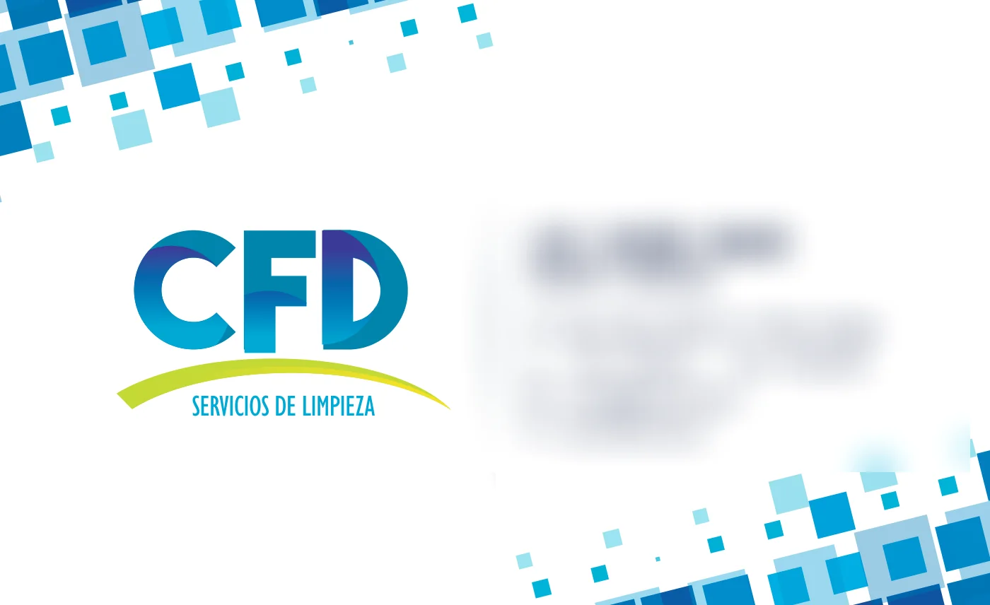 CFD business card with the personal contact details blurred