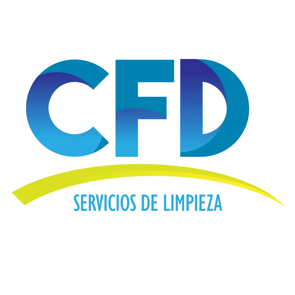 CFD Servicios de Limpieza logo: blue CFD lettering over a yellow-green swoosh