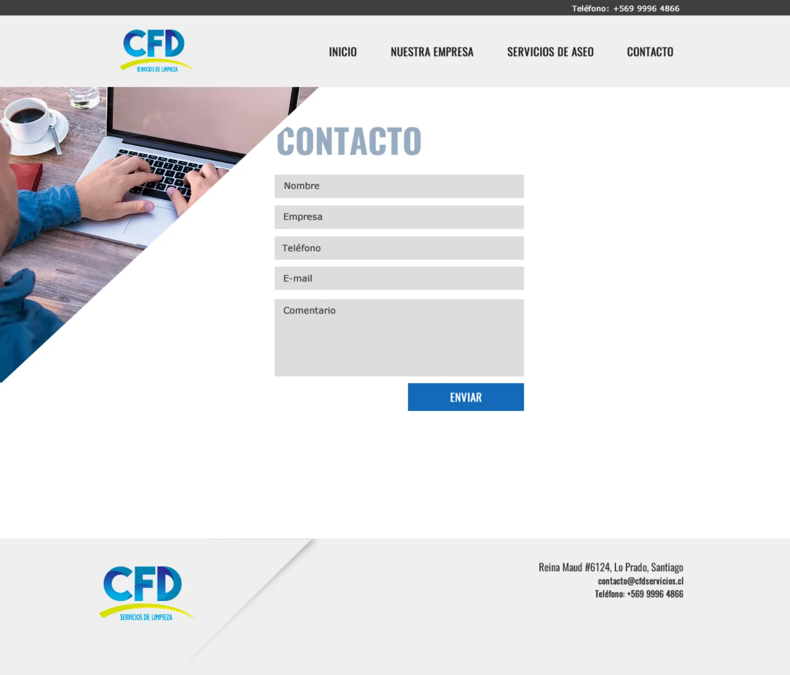 CFD website design — Contact page