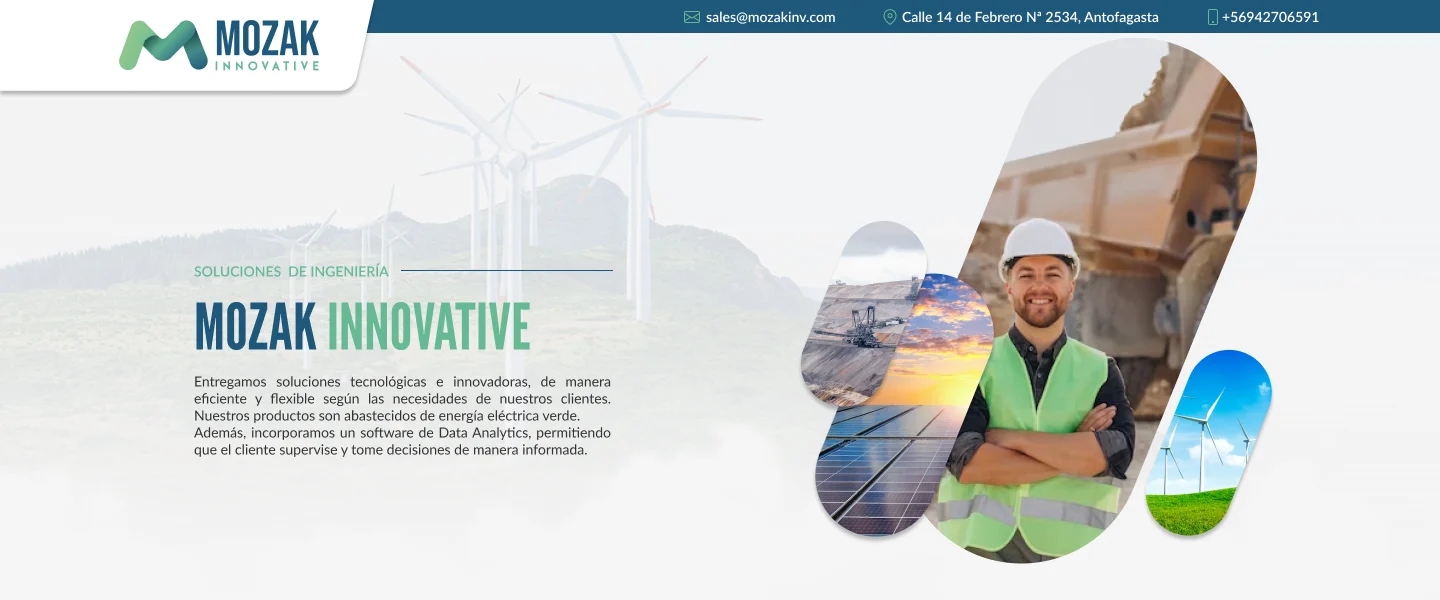 Mozak Innovative website: opening section with the headline and pill-shaped photo compositions.