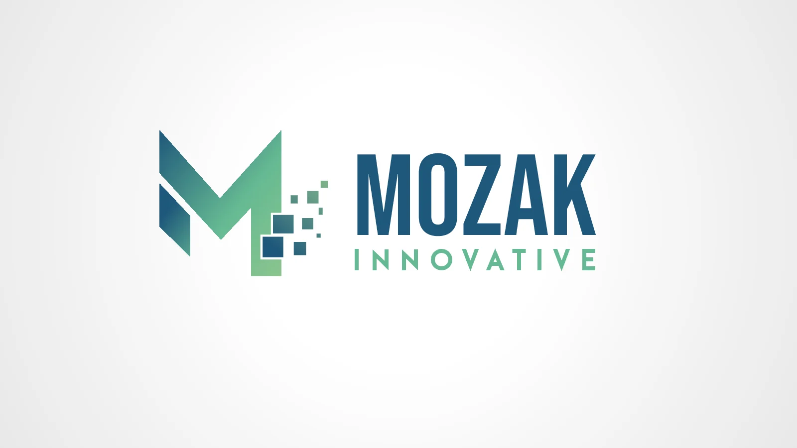 Logo exploration, route 2: an M that breaks into pixel squares.