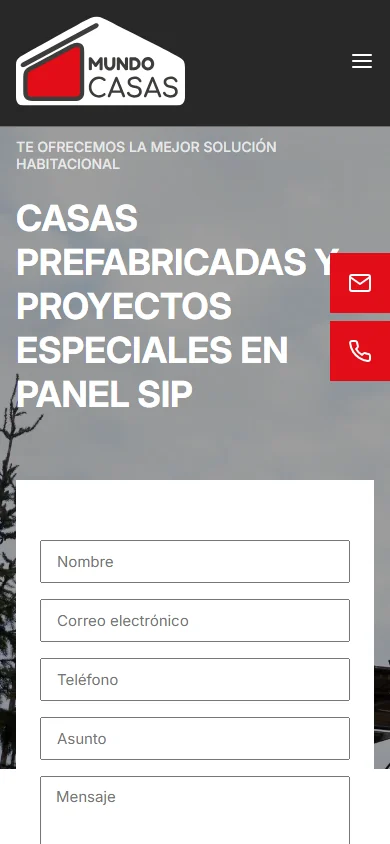 Mundo Casas homepage on a phone